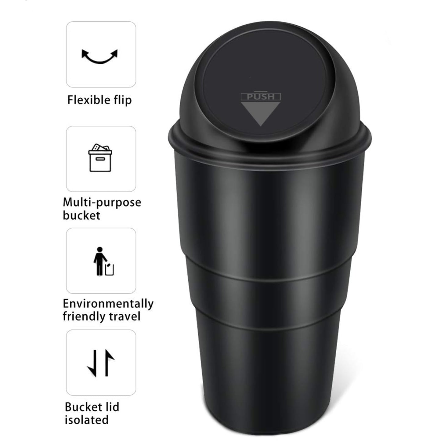 Mini Car Trash Bin | Compact Press-Top Dustbin for Car & Desk