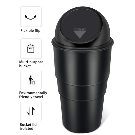Mini Car Trash Bin | Compact Press-Top Dustbin for Car & Desk