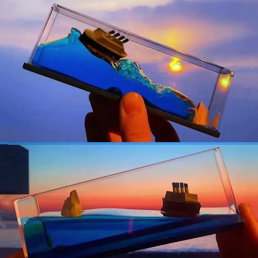 Unsinkable Liquid Wave Cruise Ship | Stress Relief Dashboard & Desk Decor