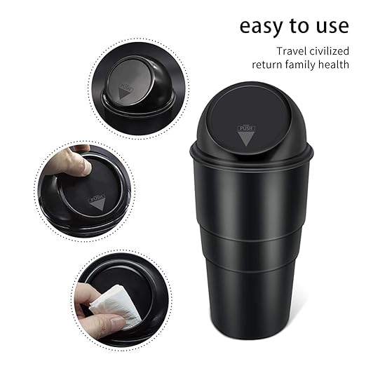 Mini Car Trash Bin | Compact Press-Top Dustbin for Car & Desk